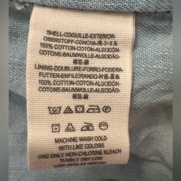 Free People Light Blue Hooded Jean Jacket with White Accents - Picture 9 of 16